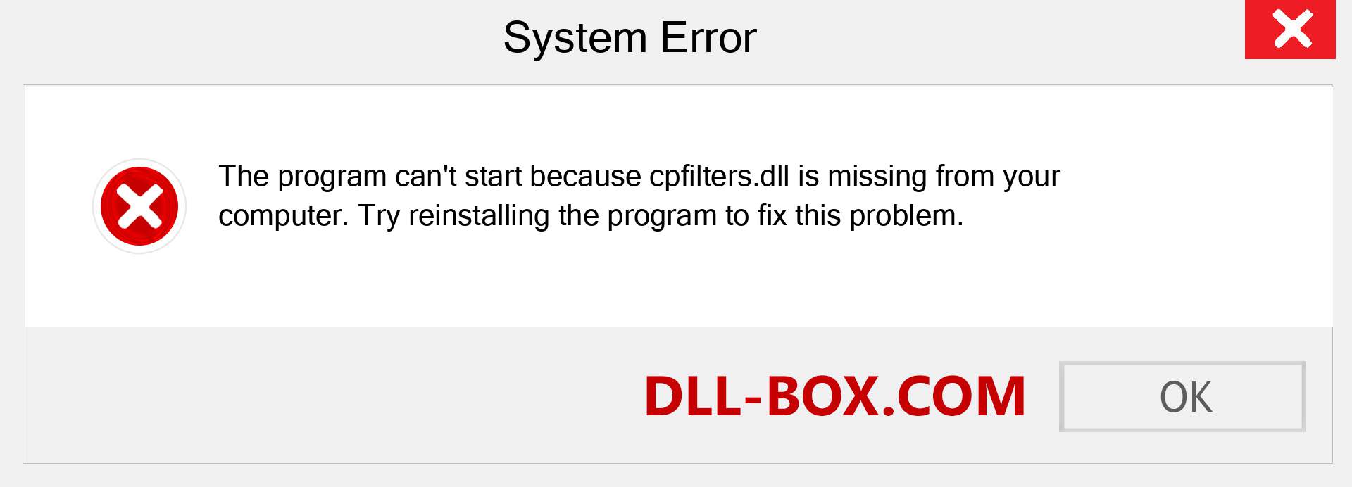  cpfilters.dll file is missing?. Download for Windows 7, 8, 10 - Fix  cpfilters dll Missing Error on Windows, photos, images