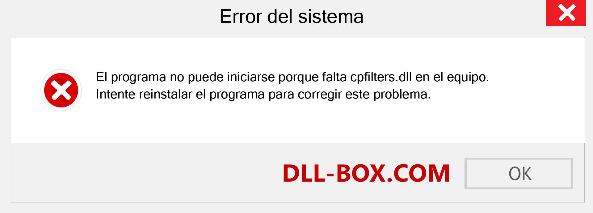 ¿Falta el archivo cpfilters.dll ?. Descargar para Windows 7, 8, 10 - Corregir cpfilters dll Missing Error en Windows, fotos, imágenes