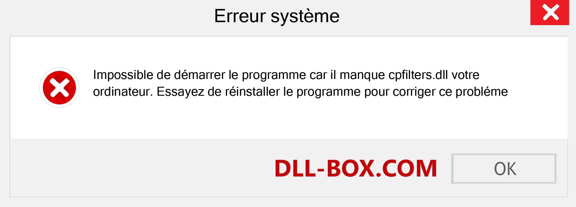 Le fichier cpfilters.dll est manquant ?. Télécharger pour Windows 7, 8, 10 - Correction de l'erreur manquante cpfilters dll sur Windows, photos, images